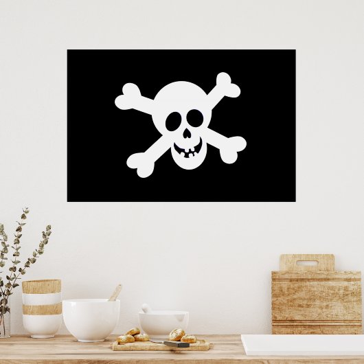 Cute Black en White Pirate Flag Poster (Keuken)