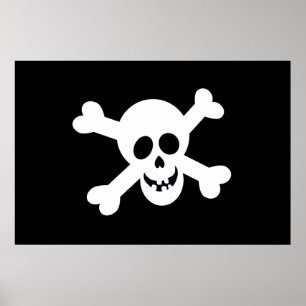 Cute Black en White Pirate Flag Poster