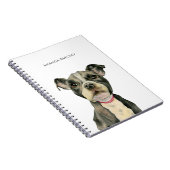 Cute Black en White Pitbull Puppy Dog Waterverf Notitieboek (Rechterzijde)