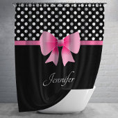 Cute Black en White Polka Dots Douchegordijn