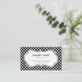 Cute Black en White Polka Dots - Eenvoudige elegan Visitekaartje (Staand voorkant)