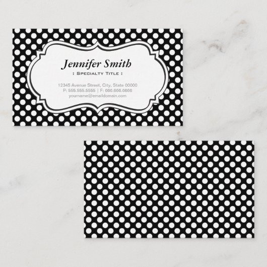 Cute Black en White Polka Dots - Eenvoudige elegan Visitekaartje (Voorkant / Achterkant)