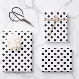 Cute Black en White Polka Dots Pattern Inpakpapier Vel