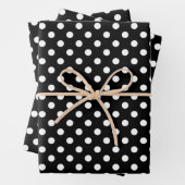 Cute Black en White Polka Dots Pattern Inpakpapier Vel (In situ)