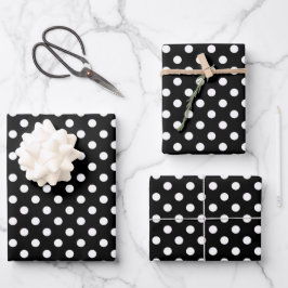 Cute Black en White Polka Dots Pattern Inpakpapier Vel
