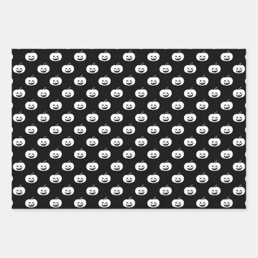 Cute Black en White Pumpkin Halloween Pattern Inpakpapier Vel (Voorkant)
