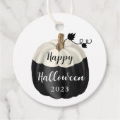 Cute Black en White Pumpkin Happy Halloween Bedankjes Labels (Voorkant)