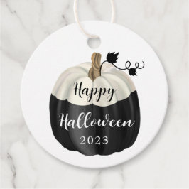 Cute Black en White Pumpkin Happy Halloween Bedankjes Labels