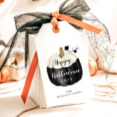 Cute Black en White Pumpkin Happy Halloween Cadeaulabel