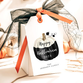 Cute Black en White Pumpkin Happy Halloween Cadeaulabel
