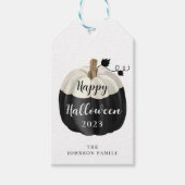 Cute Black en White Pumpkin Happy Halloween Cadeaulabel (Voorkant)