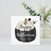 Cute Black en White Pumpkin Happy Halloween Kaart (Staand voorkant)