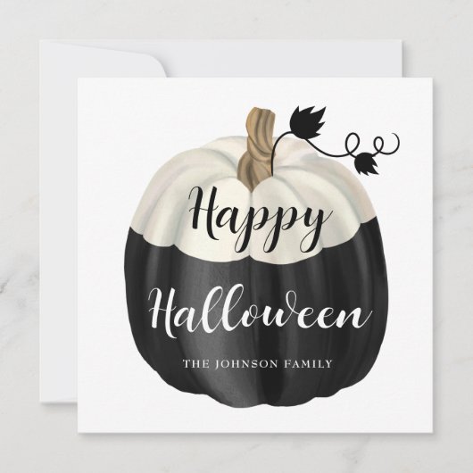 Cute Black en White Pumpkin Happy Halloween Kaart (Voorkant)