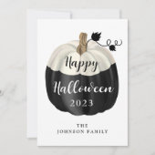 Cute Black en White Pumpkin Happy Halloween Kaart (Voorkant)