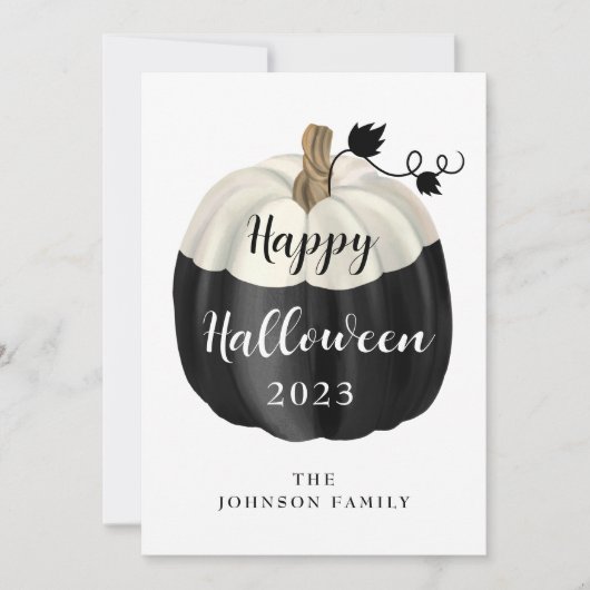 Cute Black en White Pumpkin Happy Halloween Kaart (Voorkant)