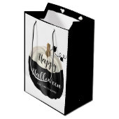 Cute Black en White Pumpkin Happy Halloween Medium Cadeauzakje (Voorkant Gekanteld)