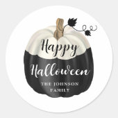 Cute Black en White Pumpkin Happy Halloween Ronde Sticker (Voorkant)