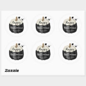 Cute Black en White Pumpkin Happy Halloween Ronde Sticker (Vel)
