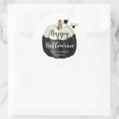 Cute Black en White Pumpkin Happy Halloween Ronde Sticker (Tas)