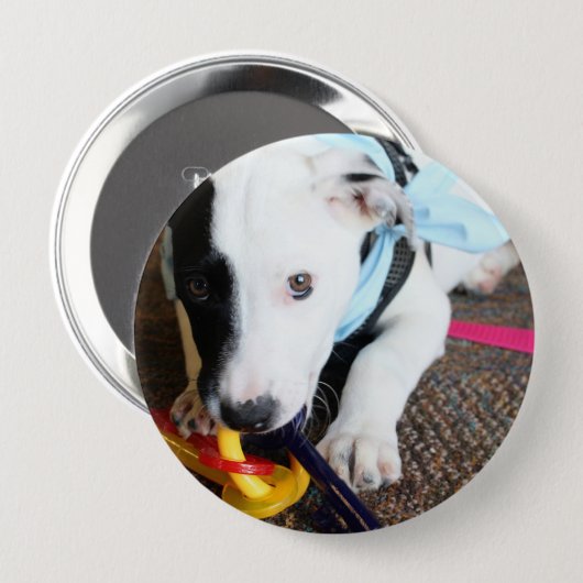 Cute Black en White Puppy Ronde Button 4,0 Cm (Voorkant /achterkant)