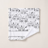 Cute Black en White Serene Cat Face Pattern Bad Handdoek (Wasdoekje)
