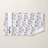 Cute Black en White Serene Cat Face Pattern Bad Handdoek (Handdoek)