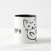Cute Black en White Sketch Snuggly Kitten Mok (Midden)