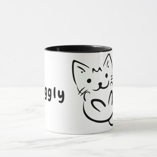 Cute Black en White Sketch Snuggly Kitten Mok (Midden)