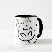 Cute Black en White Sketch Snuggly Kitten Mok (Voorkant rechts)