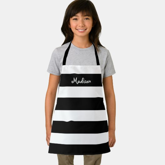 Cute Black en White Striped Kinder Persoonlijk Schort (Insitu)