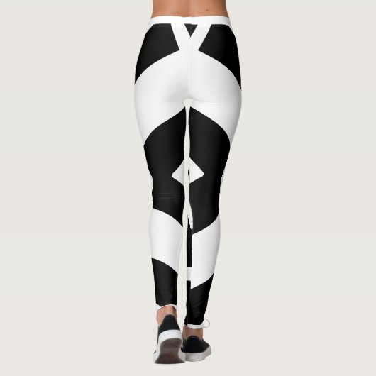 Cute Black en White Stripes Moderne Workout Leggings (Achterkant)