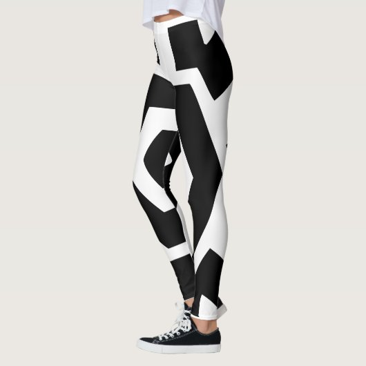 Cute Black en White Stripes Moderne Workout Leggings (Links)
