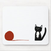Cute Black en White Tuxedo Cat met Yarn Muismat (Voorkant)