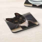 Cute Black en White Tuxedo Kitten Drankjes Onderzetter (Linkerzijde)