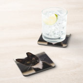 Cute Black en White Tuxedo Kitten Drankjes Onderzetter (Rechterzijde)
