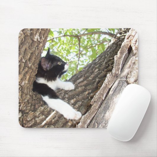 Cute Black en White Tuxedo Kitten Muismat (Met muis)