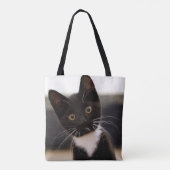 Cute Black en White Tuxedo Kitten Tote Bag (Achterkant)