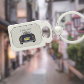 Cute Black Figaro Car Monogram Silver Sleutelhanger