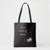 Cute Black Flowers, hou van een citaat Tote Bag (Voorkant)