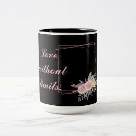Cute Black Flowers, hou van een citaat Tweekleurige Koffiemok