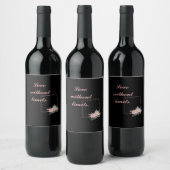 Cute Black Flowers, hou van een citaat Wijn Etiket (Flessen)