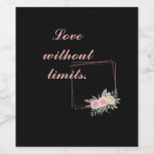 Cute Black Flowers, hou van een citaat Wijn Etiket (Enkel label)