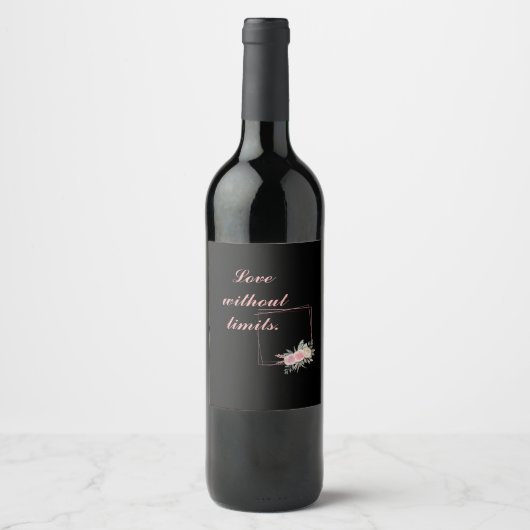 Cute Black Flowers, hou van een citaat Wijn Etiket (Voorkant)