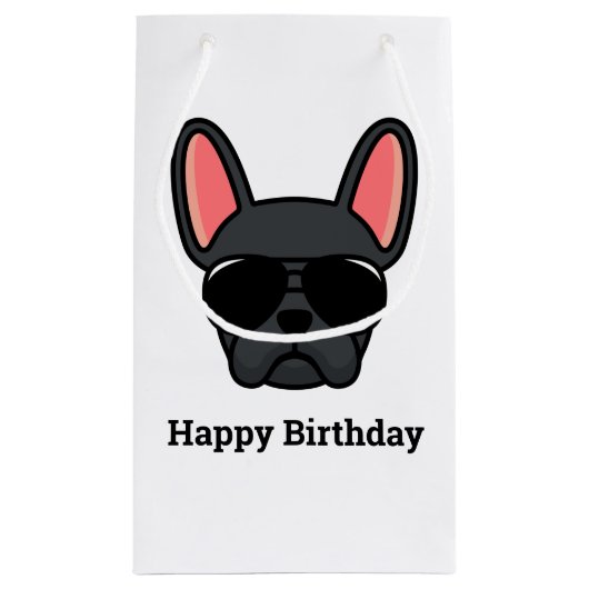 Cute Black French Bulldog Face Small Gift Bag Klein Cadeauzakje (Achterkant)