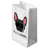 Cute Black French Bulldog Face Small Gift Bag Klein Cadeauzakje (Voorkant Gekanteld)