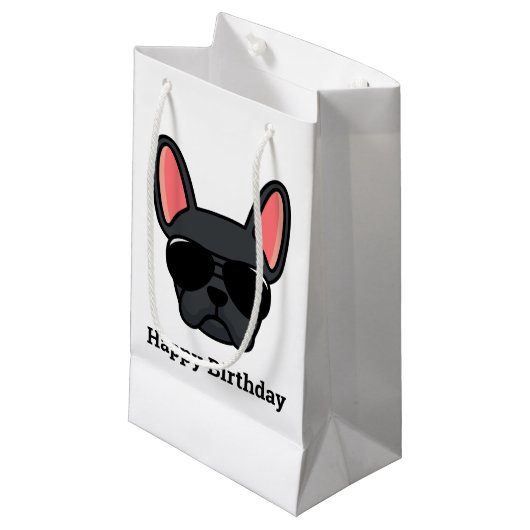 Cute Black French Bulldog Face Small Gift Bag Klein Cadeauzakje (Voorkant Gekanteld)
