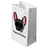 Cute Black French Bulldog Face Small Gift Bag Klein Cadeauzakje (Achterkant Gekanteld)
