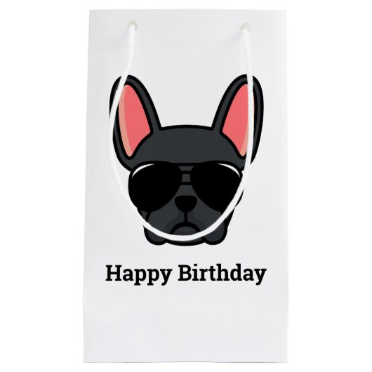 Cute Black French Bulldog Face Small Gift Bag Klein Cadeauzakje (Voorkant)