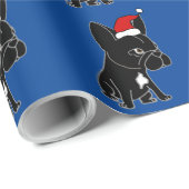 Cute Black French Bulldog in Santa Hat Kerstmis Cadeaupapier (Rol Hoek)