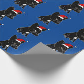 Cute Black French Bulldog in Santa Hat Kerstmis Cadeaupapier (Hoek)